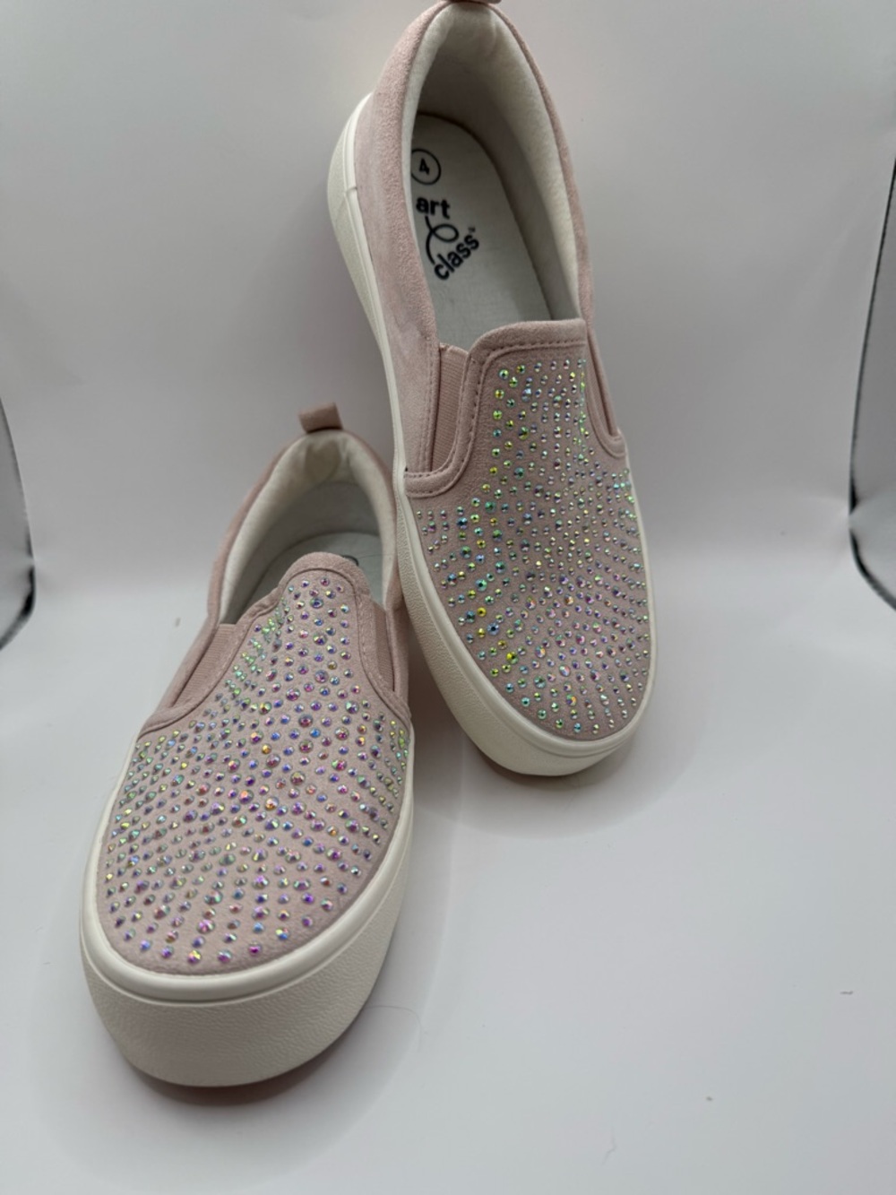 art class Blush Pink Slip-On Rhinestone Platform Sneakers